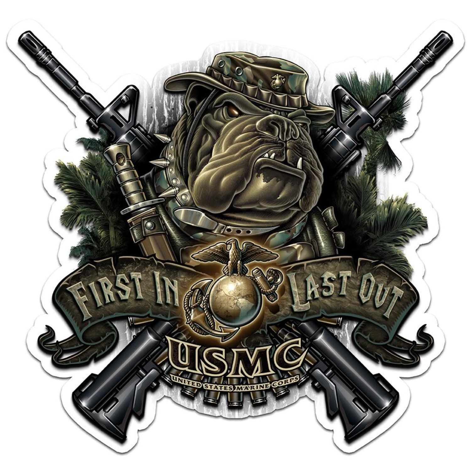 Marine Devil Dog First In Last Out Reflective Decal