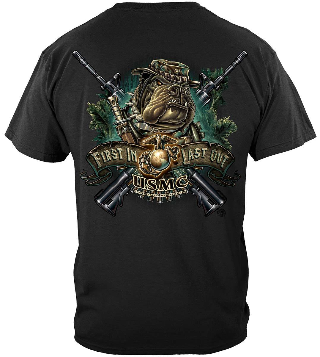 Marine Devil Dog First In Last Out Premium T-Shirt