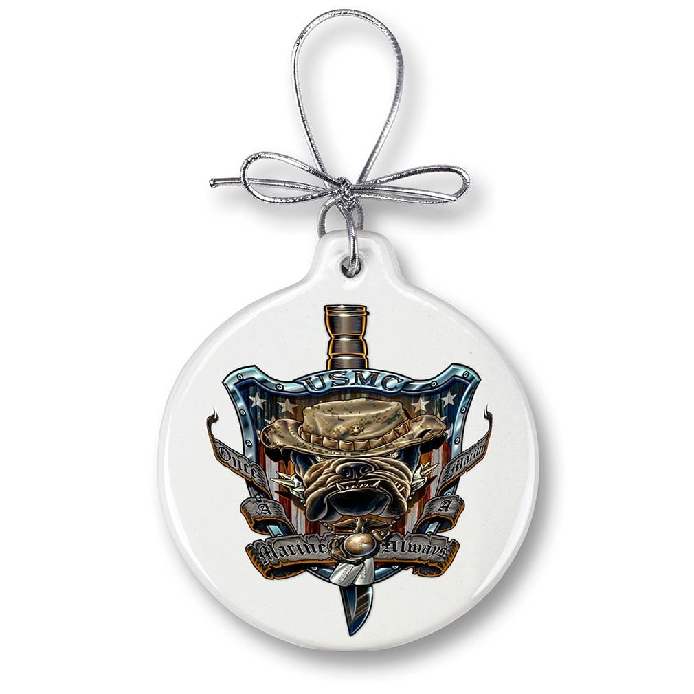 USMC Marine Corps Once And Always A Marine Christmas Tree Ornaments