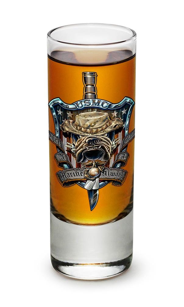 USMC Once and Always a Marine 2oz Shooter Shot Glass Glass Set