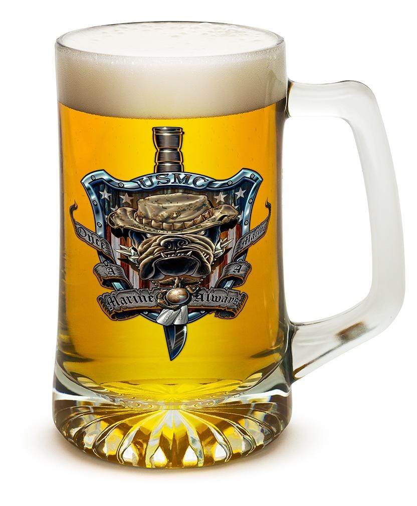 USMC Once and Always a Marine 25oz Tankard Glass Set