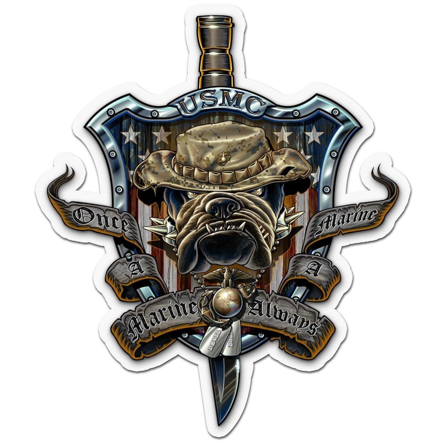Once And Always A Marine Reflective Decal