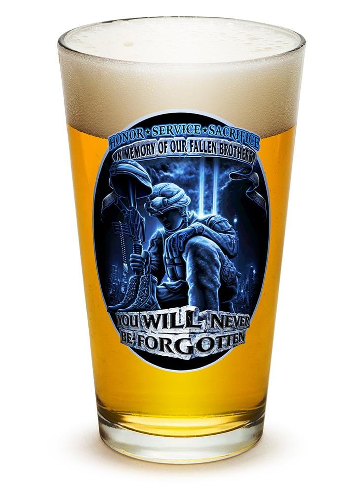 You Will Never Be Forgotten Patriotic Soliders 16oz Pint Glass Glass Set