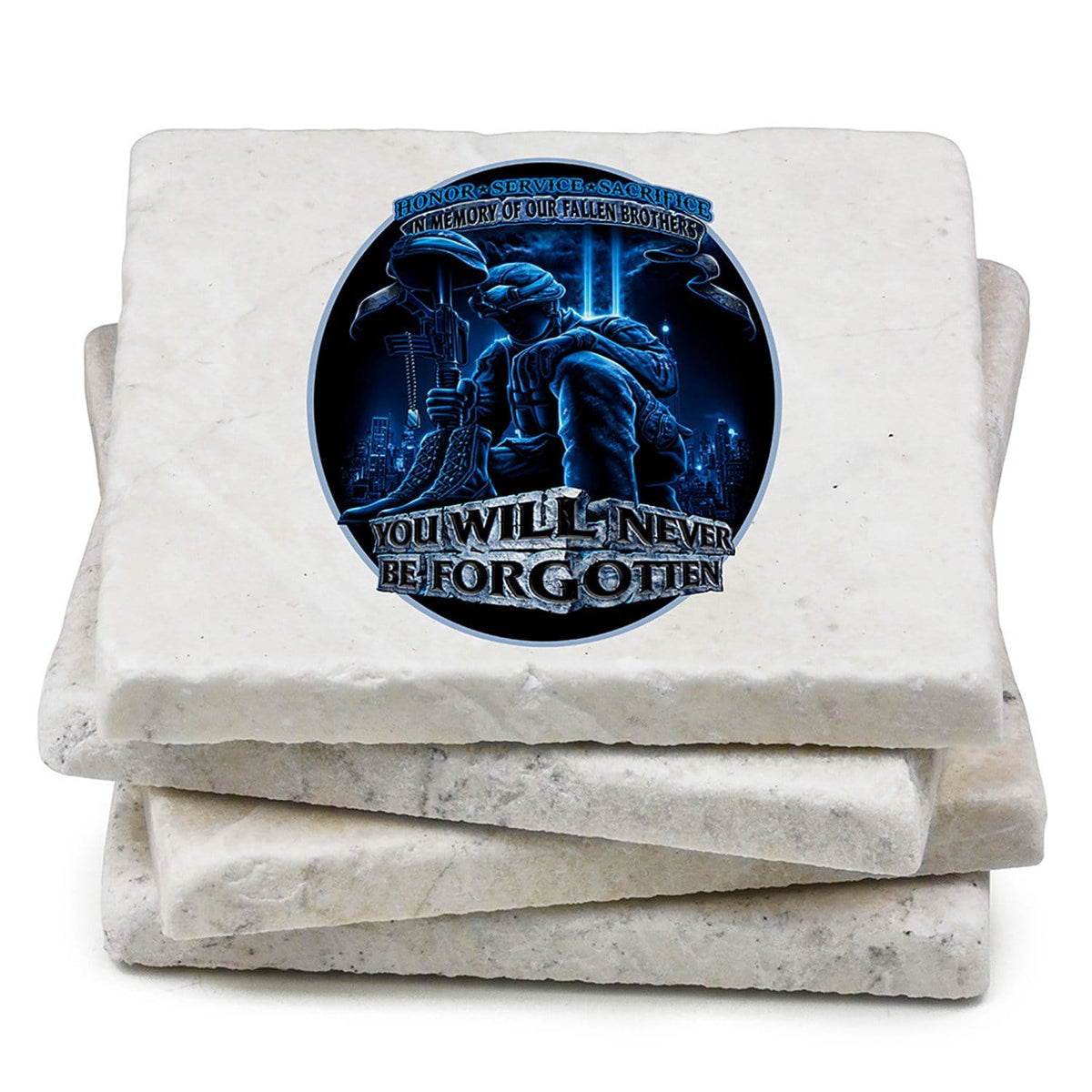 Soldier You Will Never Be Forgotten Coaster Ivory
