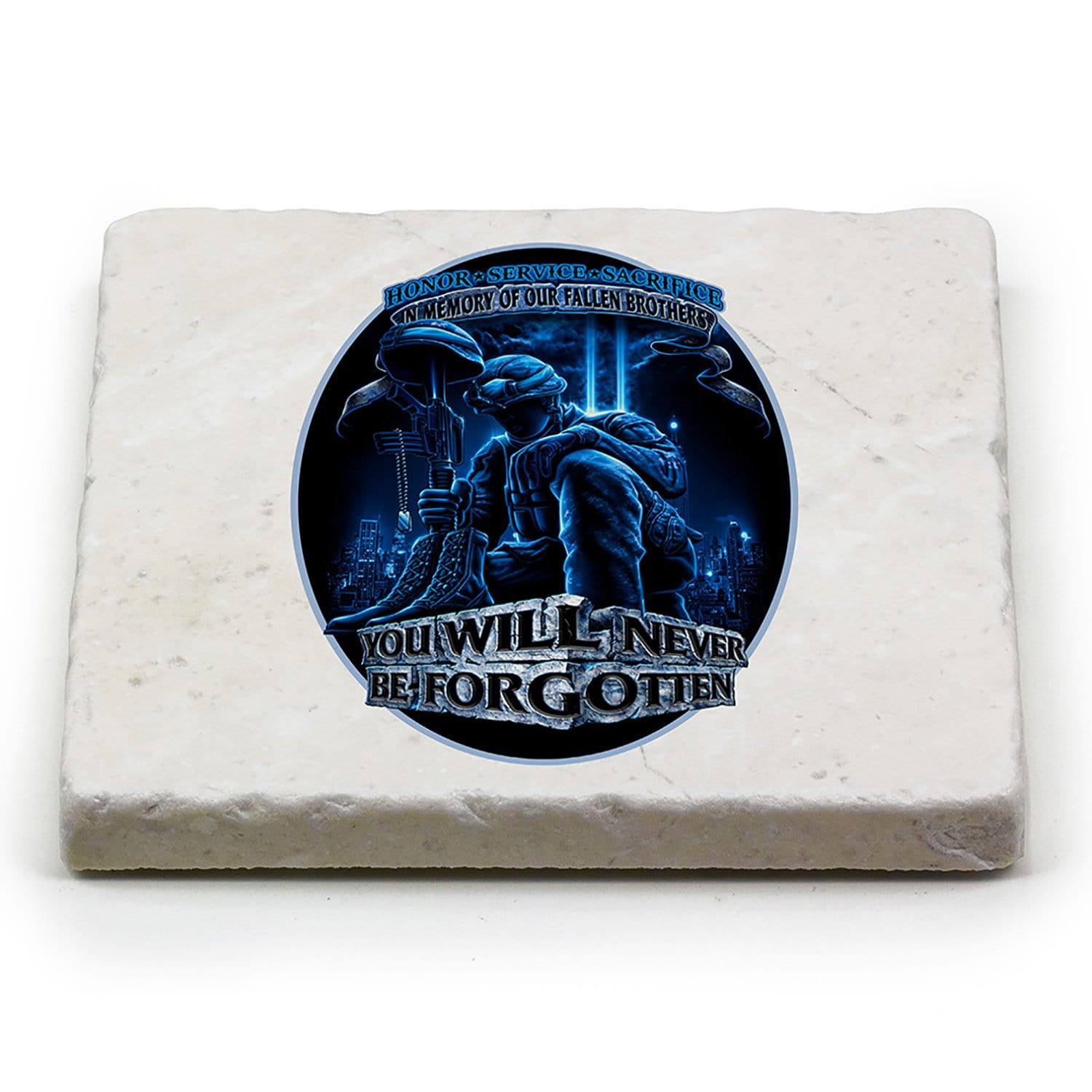 Soldier You Will Never Be Forgotten Coaster Ivory