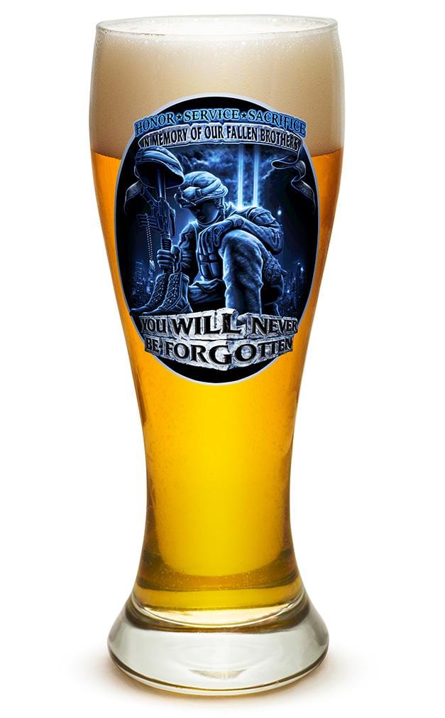 You Will Never Be Forgotten Patriotic Soliders 23oz Pilsner Glass Glass Set