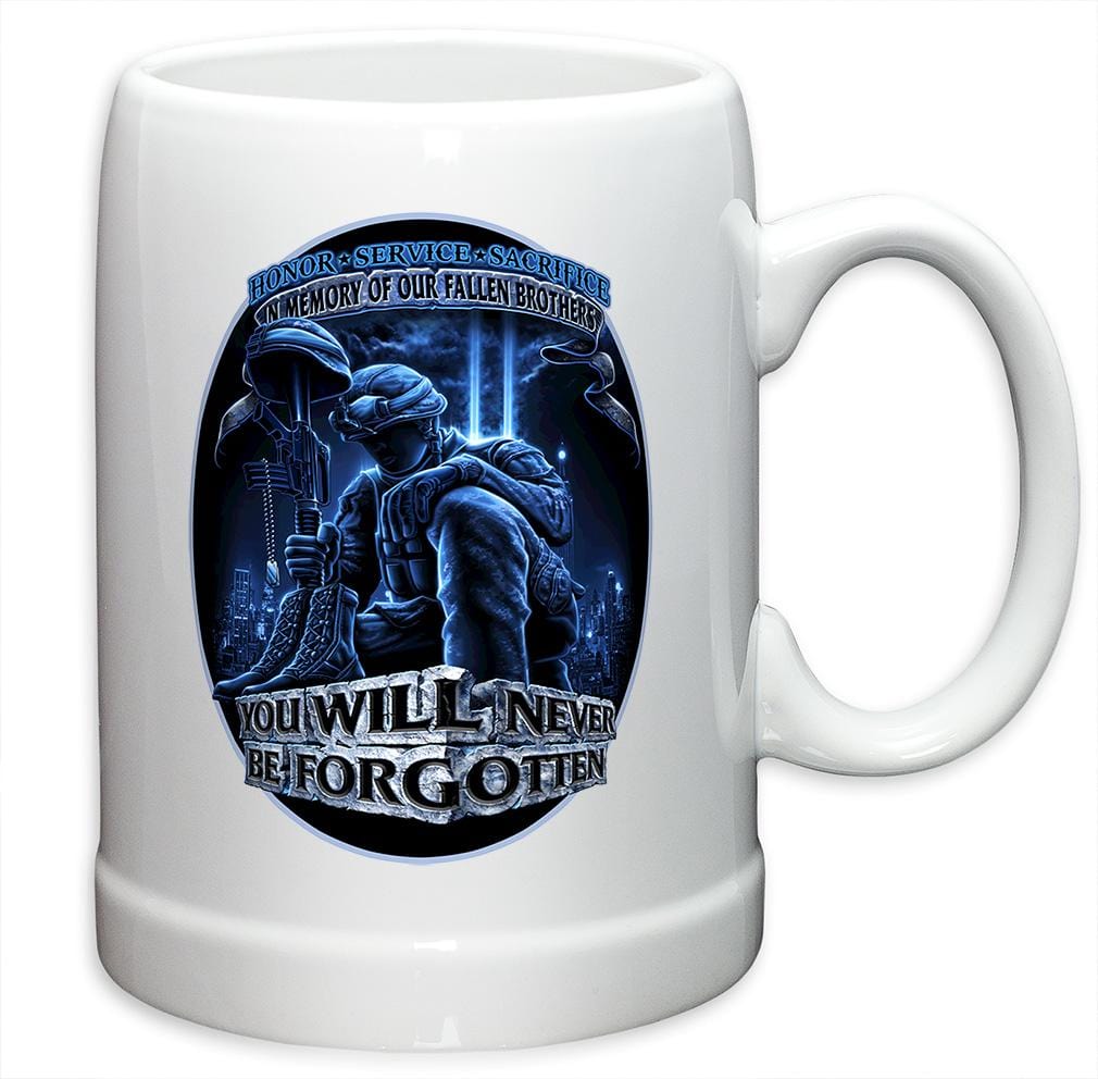 Patriotic Military You Will Never Be Forgotten Stoneware White Coffee Mug Gift Set