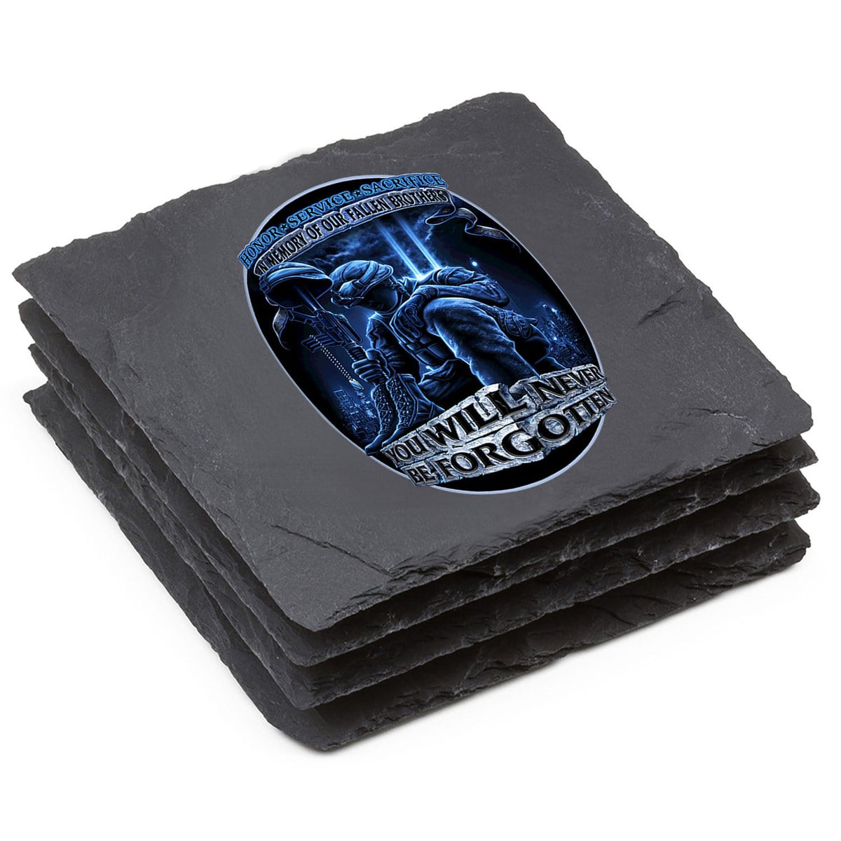 Soldier You Will Never Be Forgotten Coaster Black