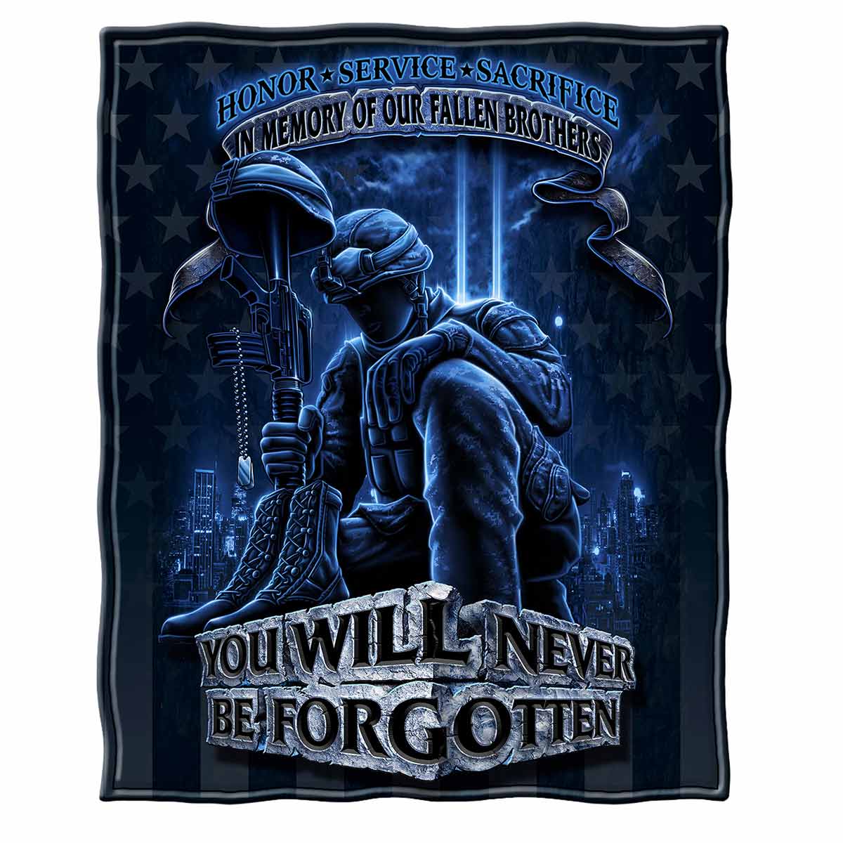Never Forget Fallen Soldier Premium Blanket