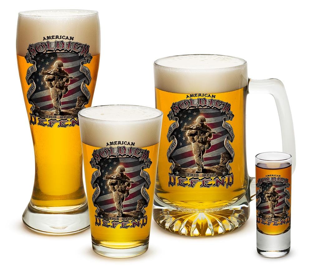 American Soldier Patriotic 4 Piece Glass Gift Set