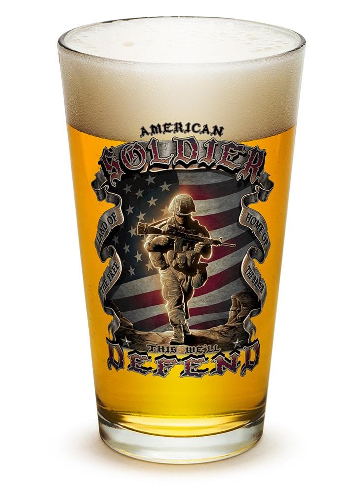 American Soldier Patriotic 16oz Pint Glass Glass Set