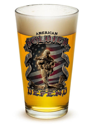 More Picture, American Soldier Patriotic 16oz Pint Glass Glass Set