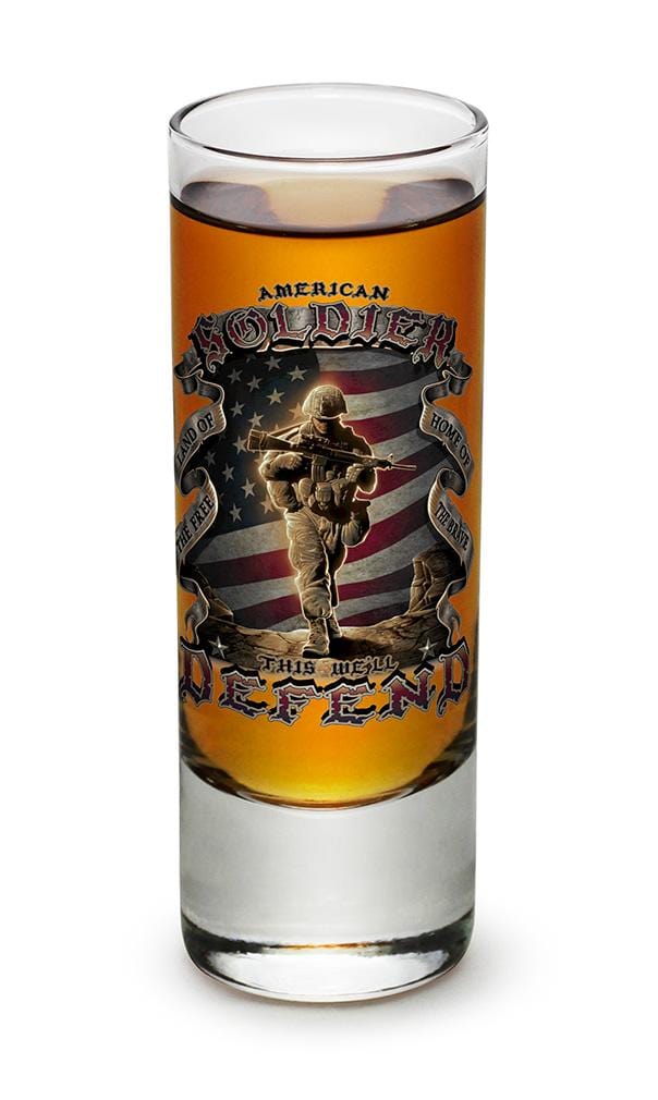 American Soldier Patriotic 2oz Shooter Shot Glass Glass Set