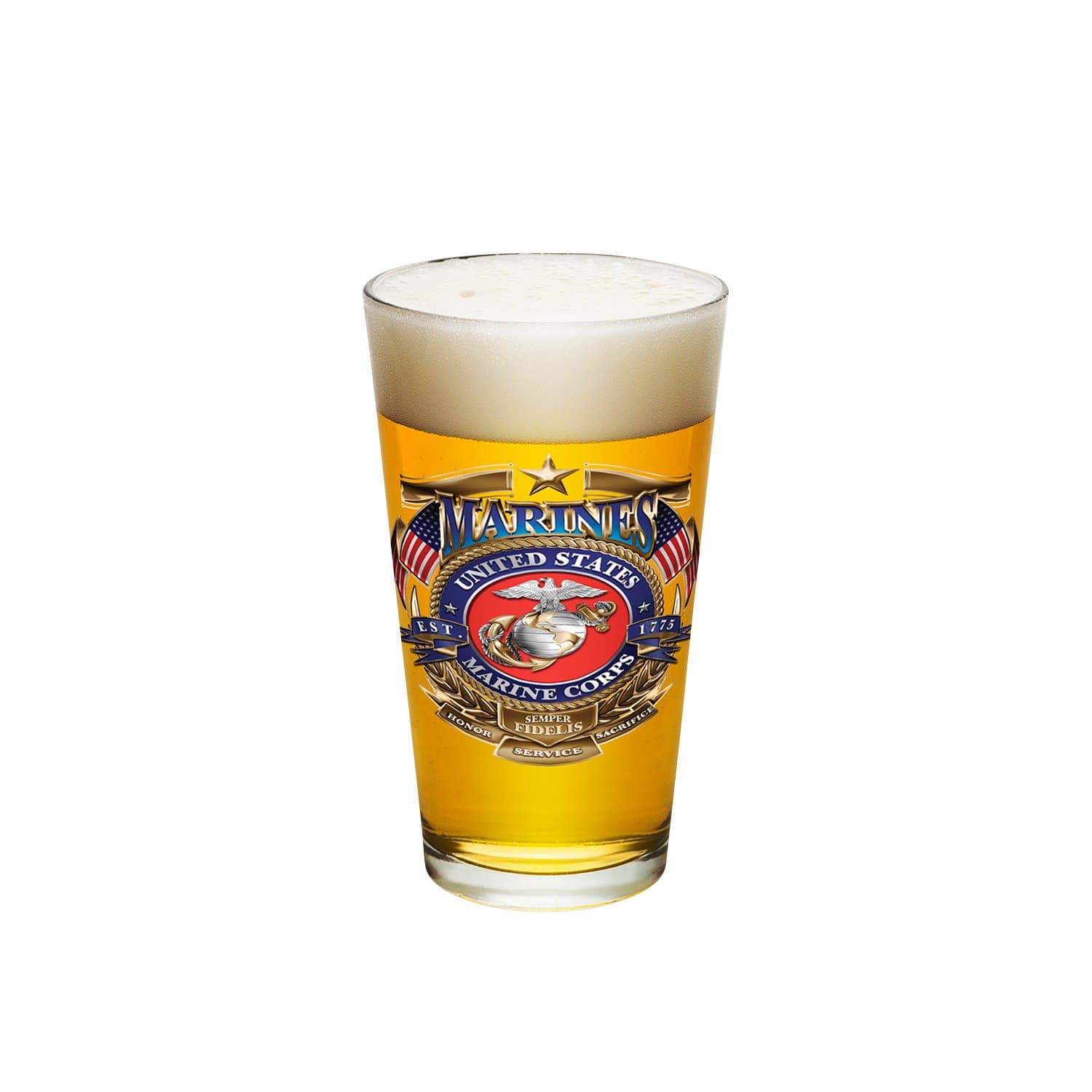 USMC Badge Of Honor Pint Glass