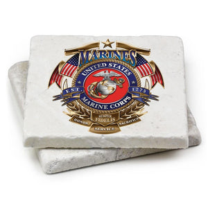 More Picture, USMC Badge Of Honor Coaster Ivory