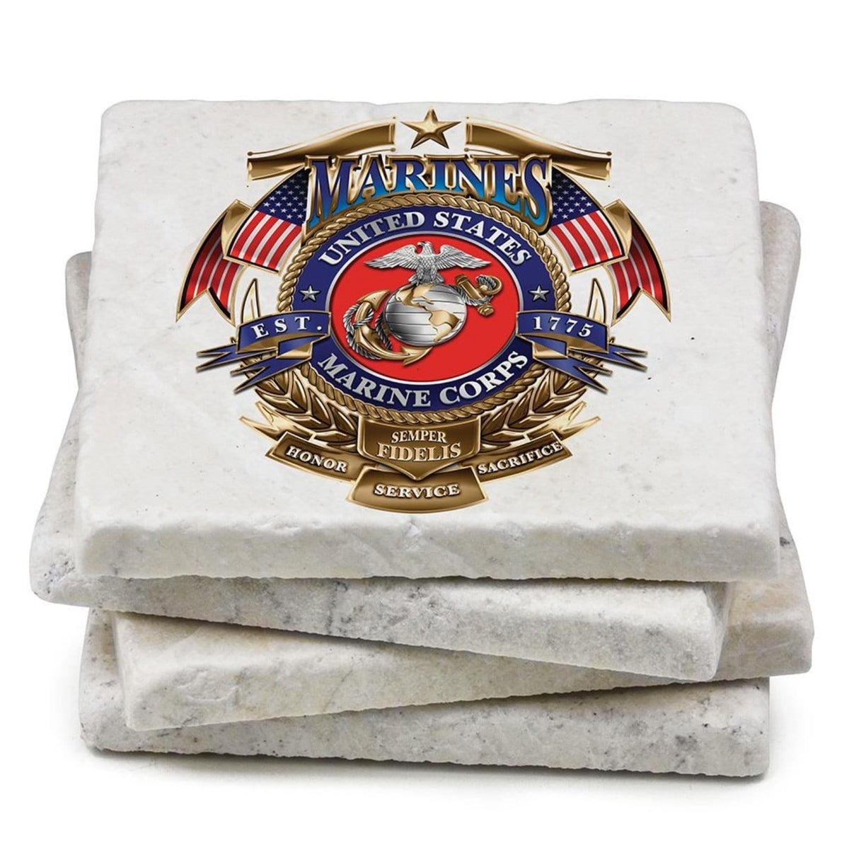 USMC Badge Of Honor Coaster Ivory