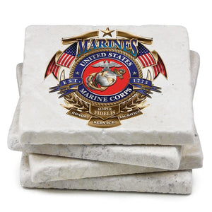 More Picture, USMC Badge Of Honor Coaster Ivory