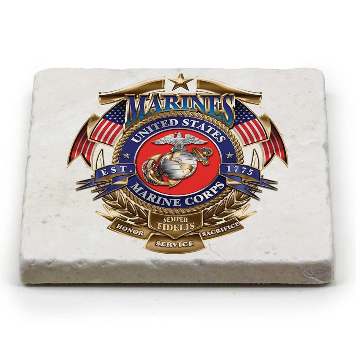 USMC Badge Of Honor Coaster Ivory