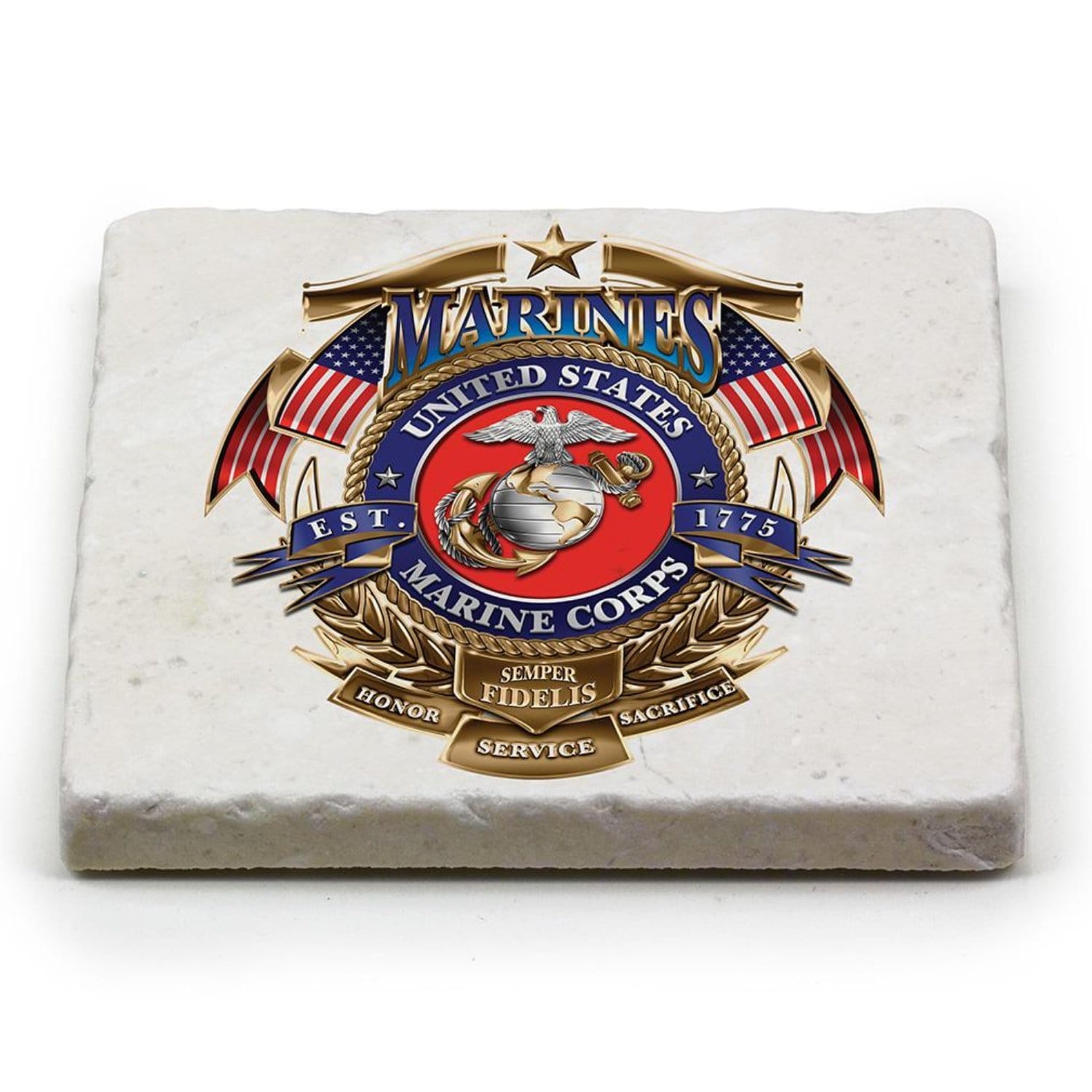 USMC Badge Of Honor Coaster Ivory