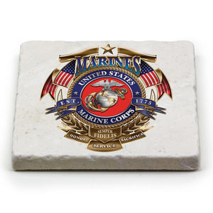 More Picture, USMC Badge Of Honor Coaster Ivory