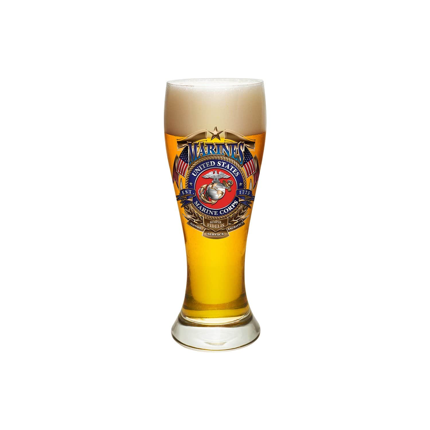 USMC Badge Of Honor Pilsner Glass