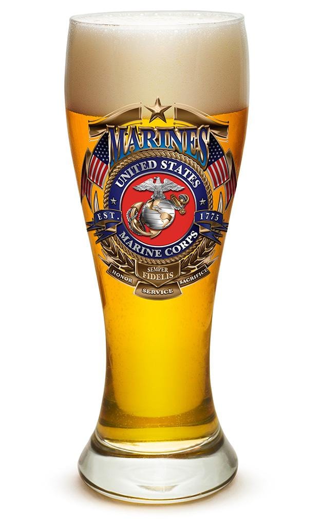 USMC Marine Corps Badge of Honor 23oz Pilsner Glass Glass Set