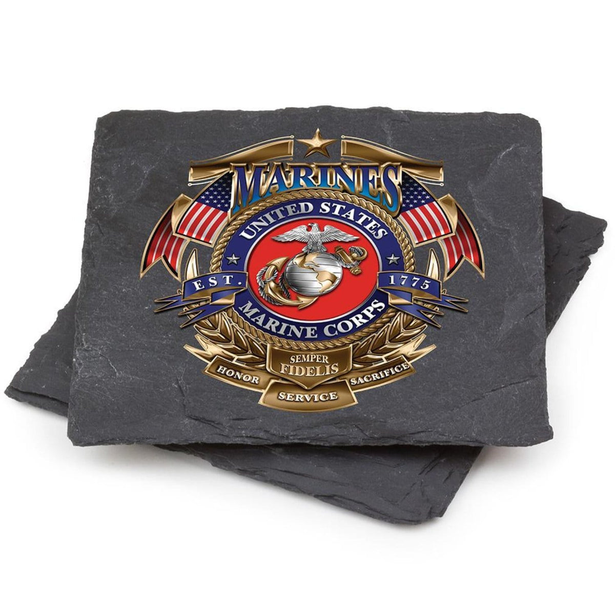 USMC Badge Of Honor Coaster Black