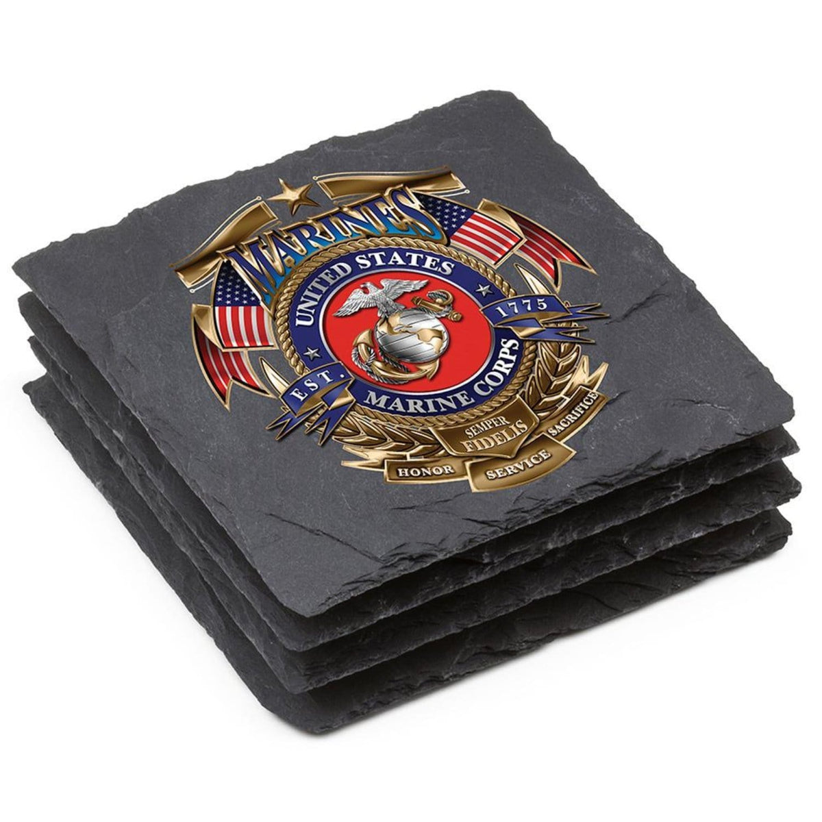USMC Badge Of Honor Coaster Black