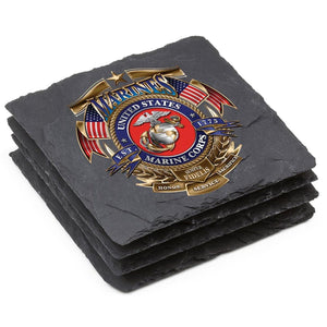 More Picture, USMC Badge Of Honor Coaster Black