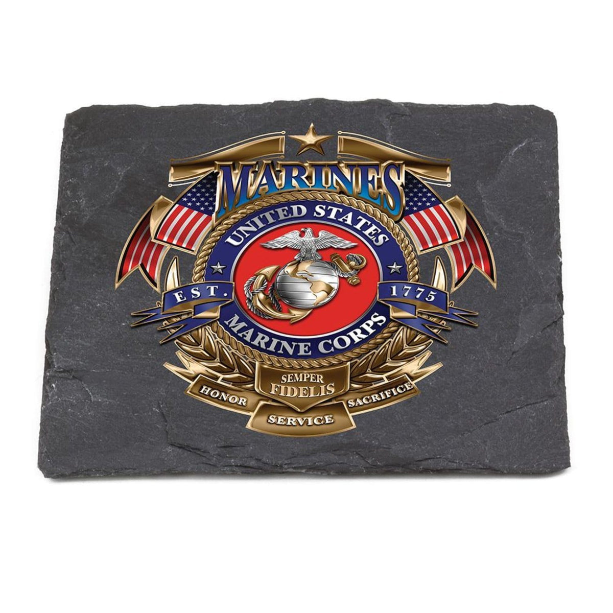 USMC Badge Of Honor Coaster Black
