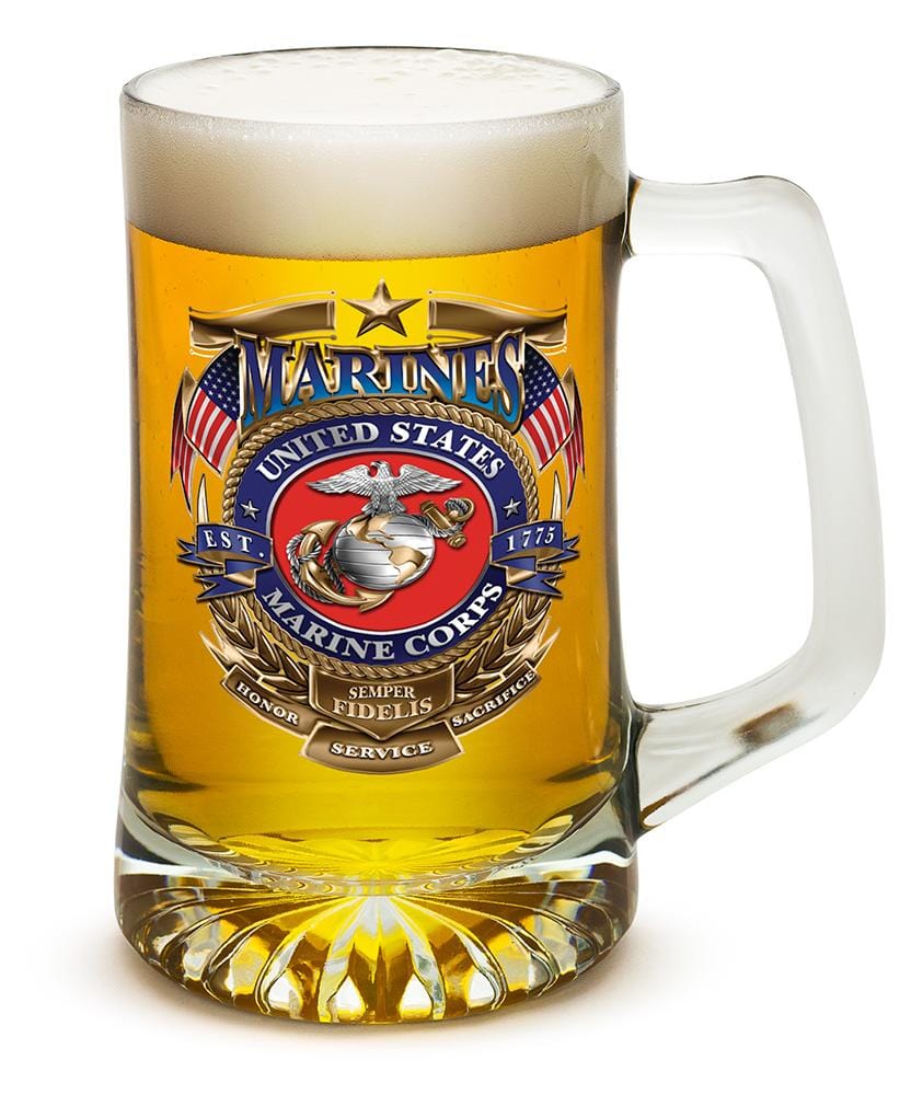 USMC Marine Corps Badge of Honor 25oz Tankard Glass Set