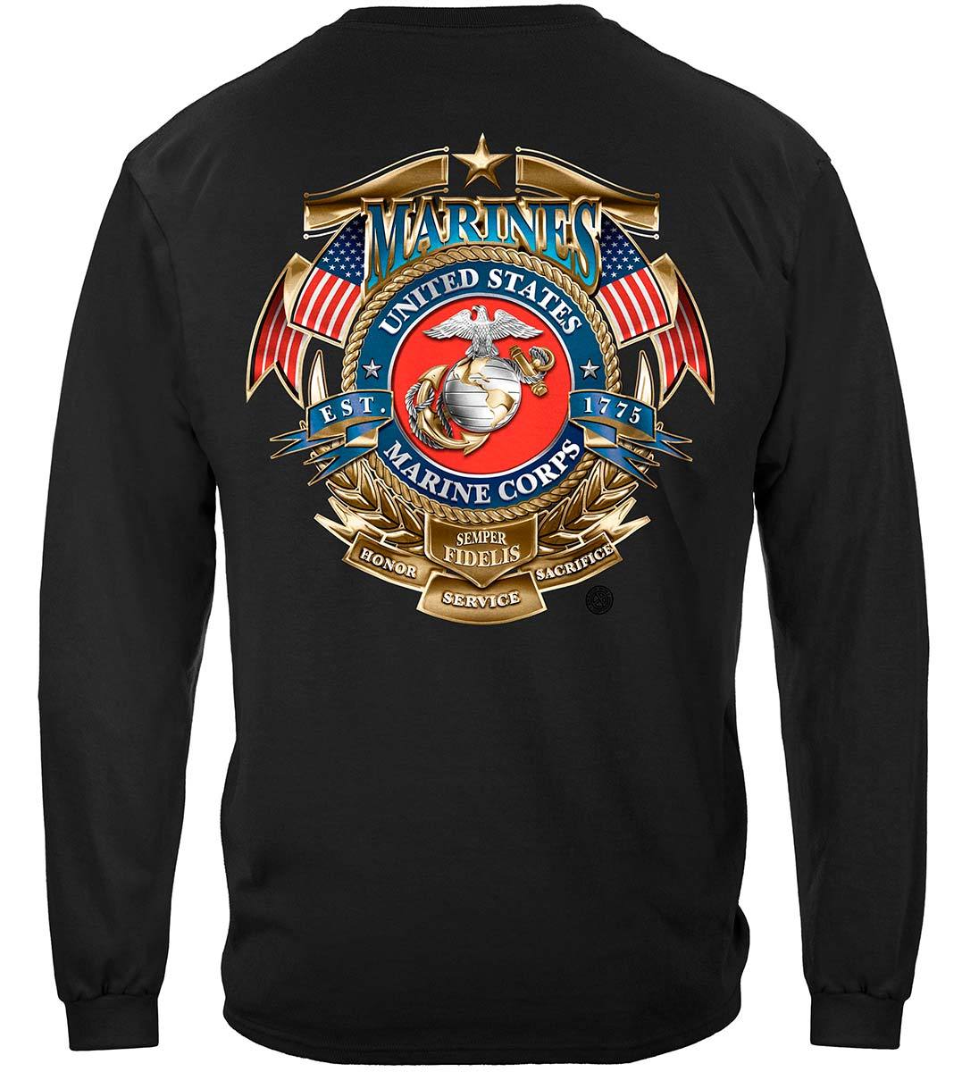 USMC Badge Of Honor Premium Hooded Sweat Shirt
