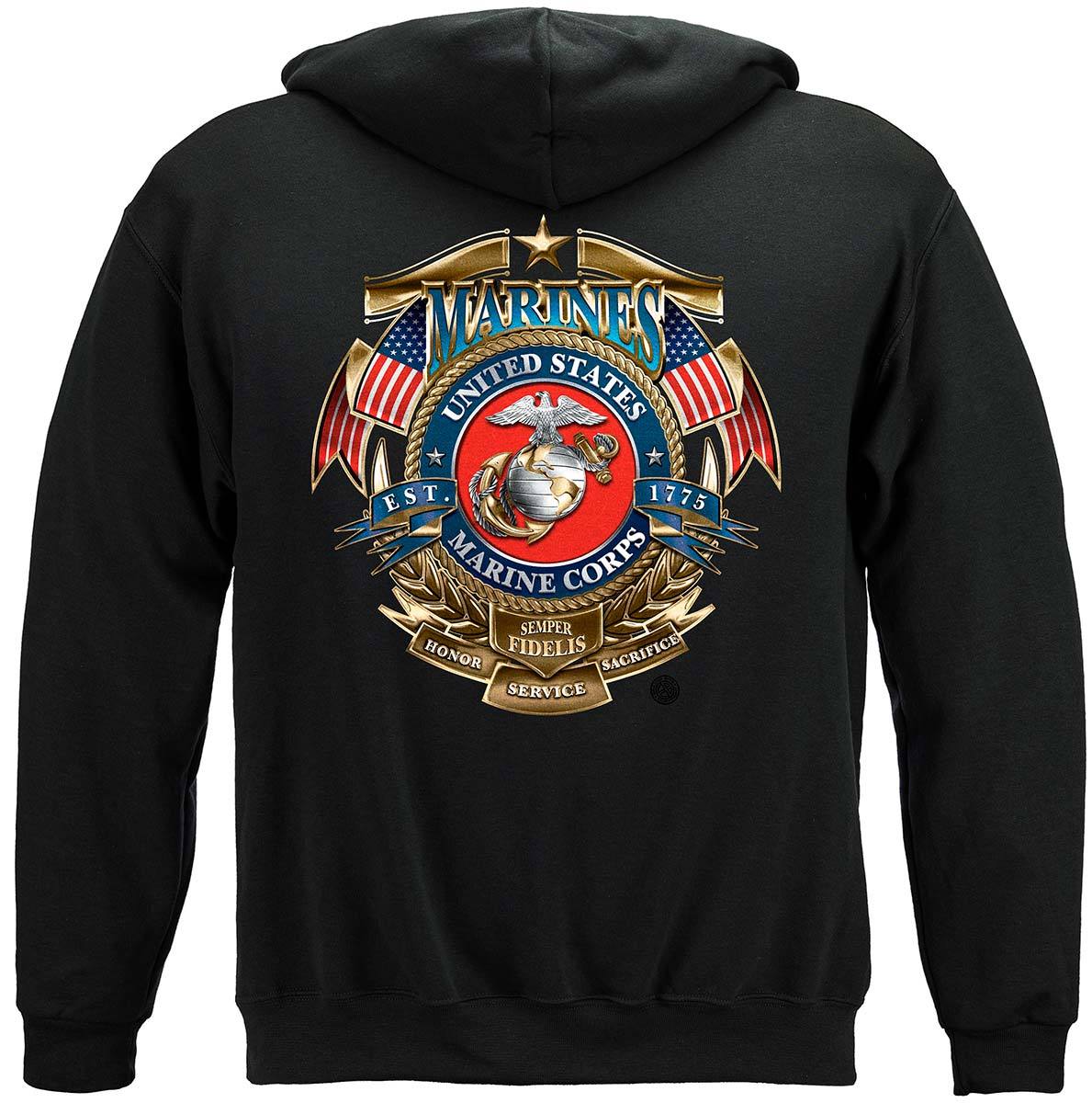 USMC Badge Of Honor Premium Hooded Sweat Shirt