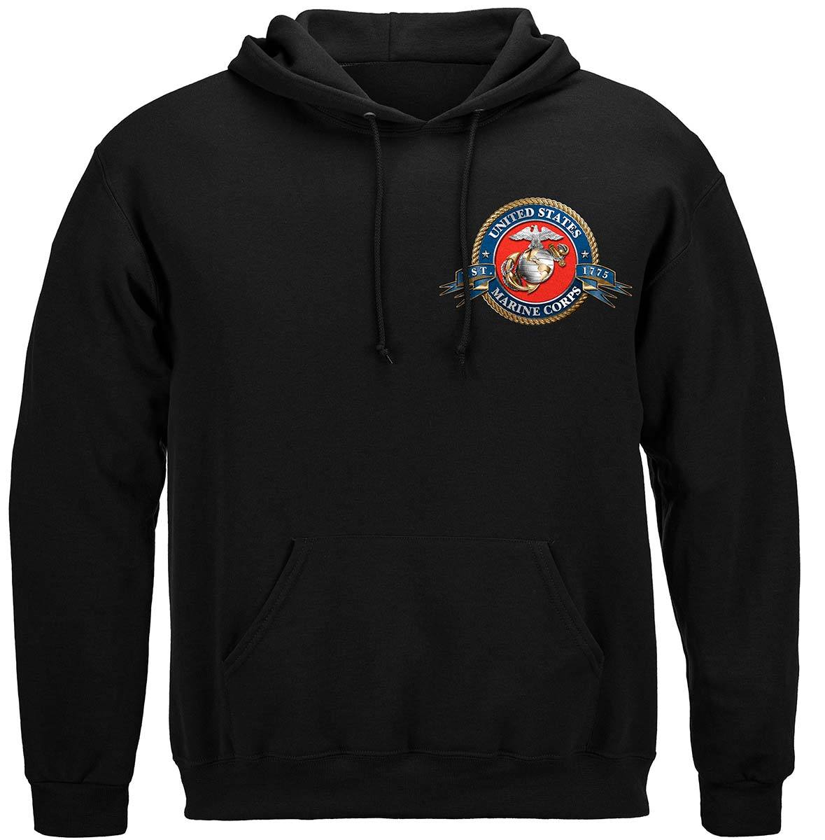 USMC Badge Of Honor Premium Hooded Sweat Shirt