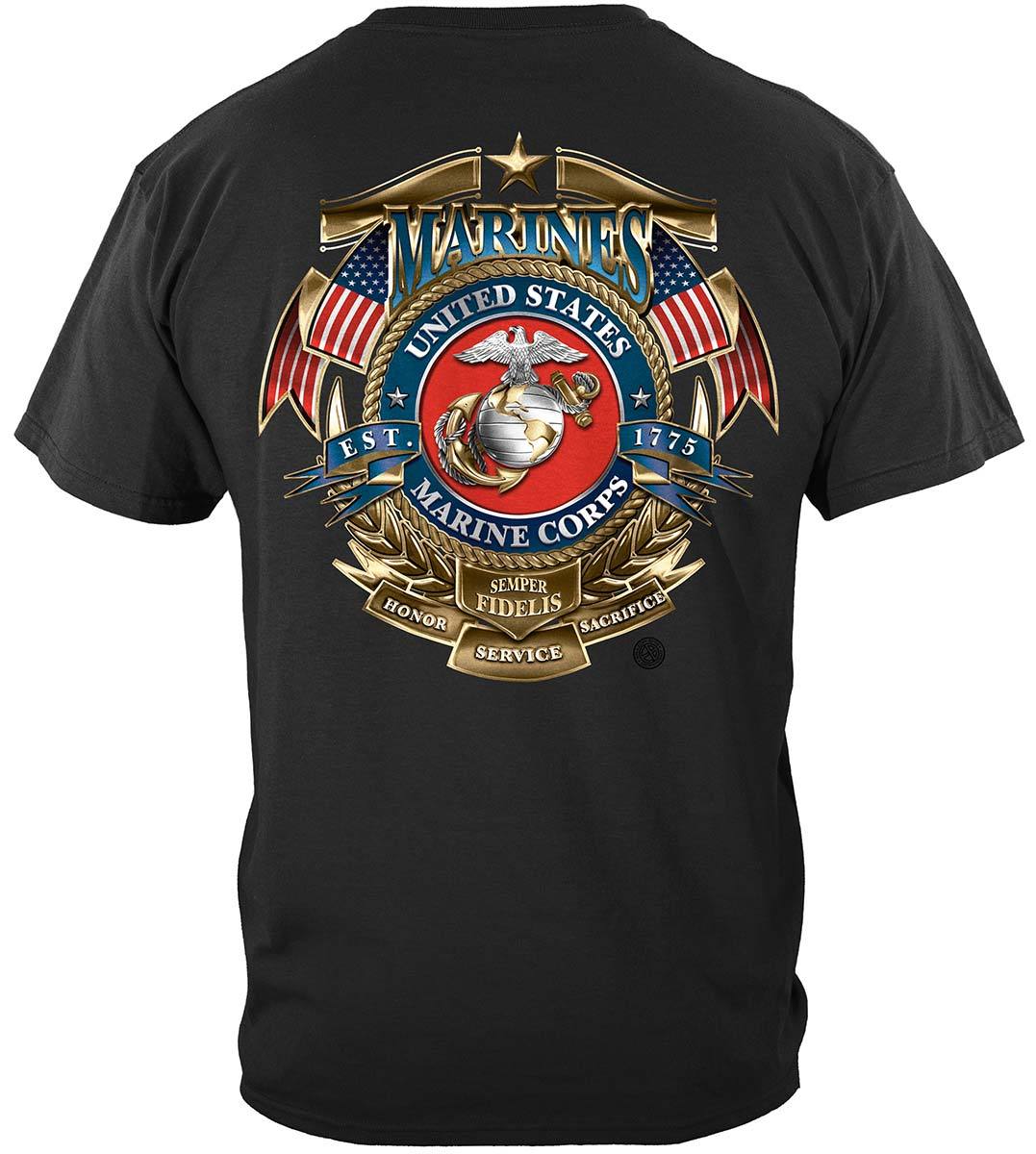 USMC Badge Of Honor Premium Hooded Sweat Shirt