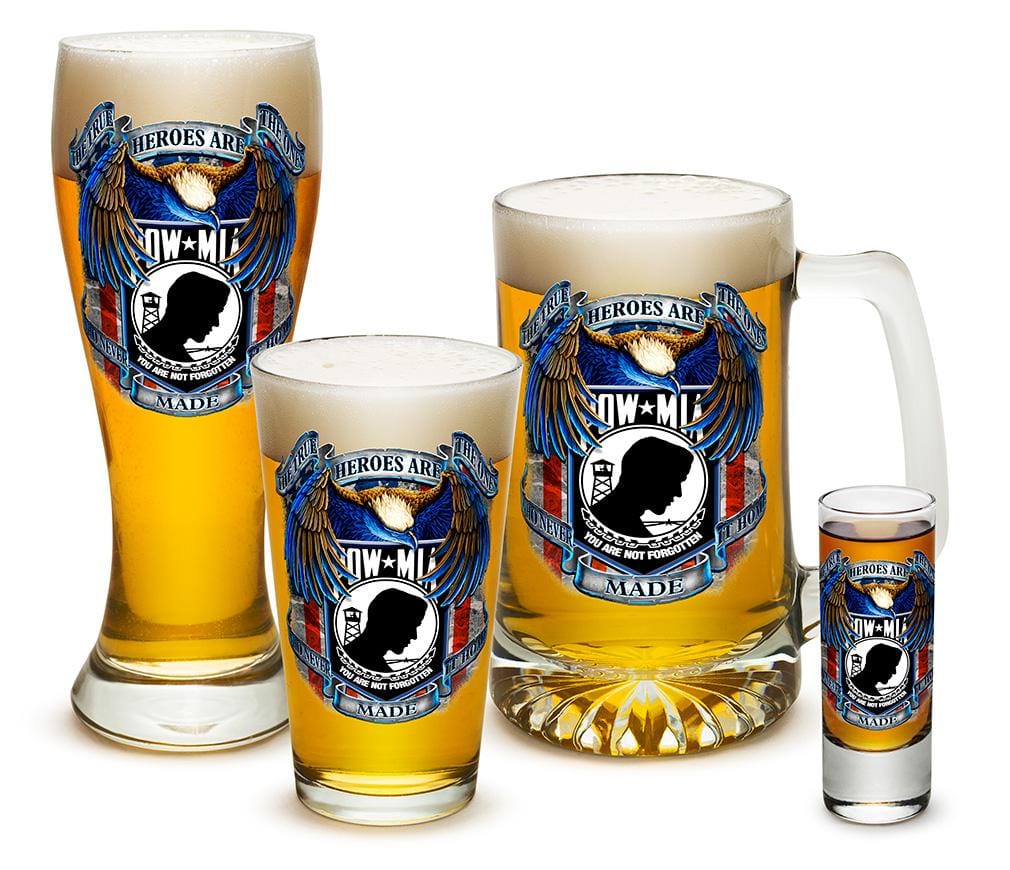 POW MIA True Heroes 4 Piece Glass Gift Set