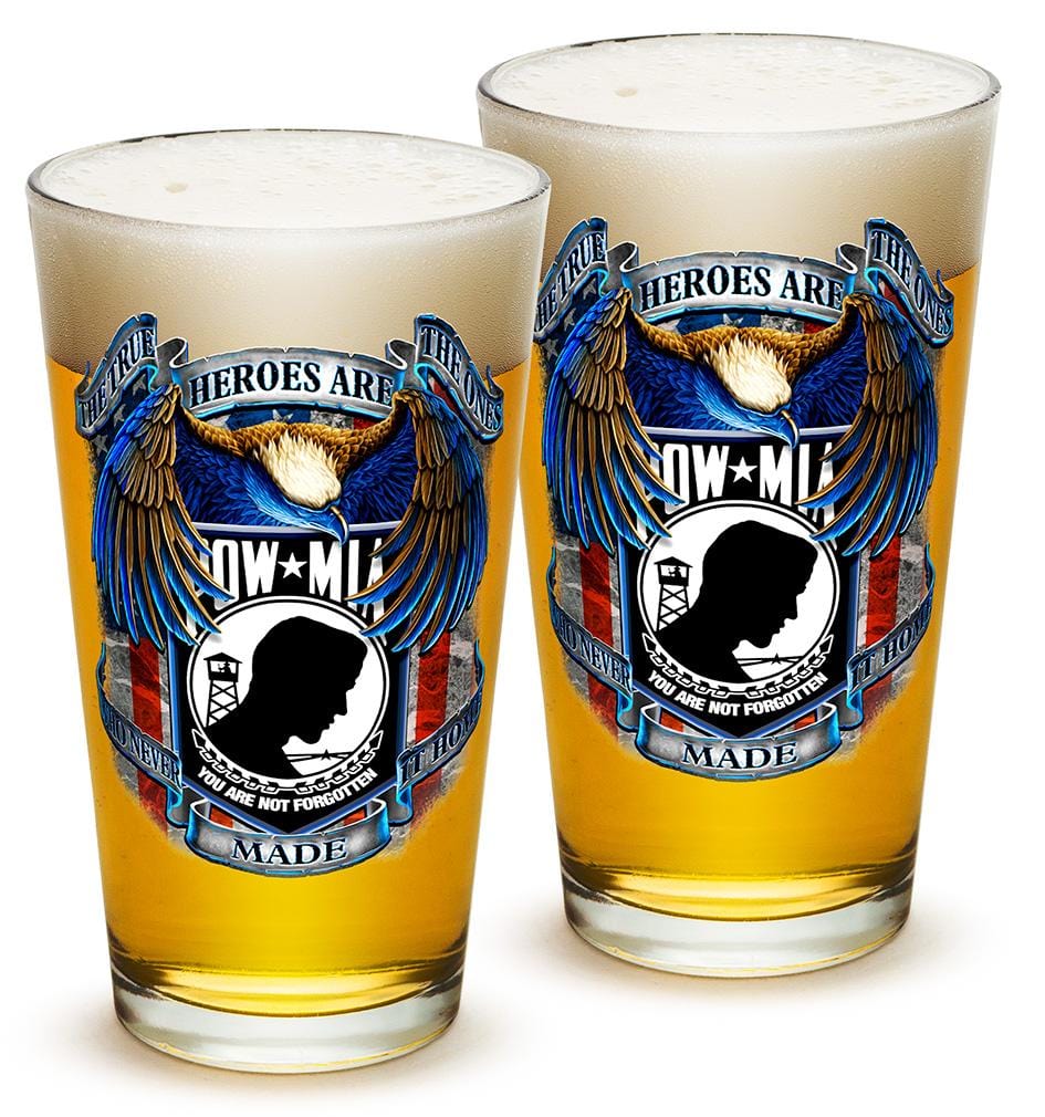 POW MIA True Heroes 16oz Pint Glass Glass Set