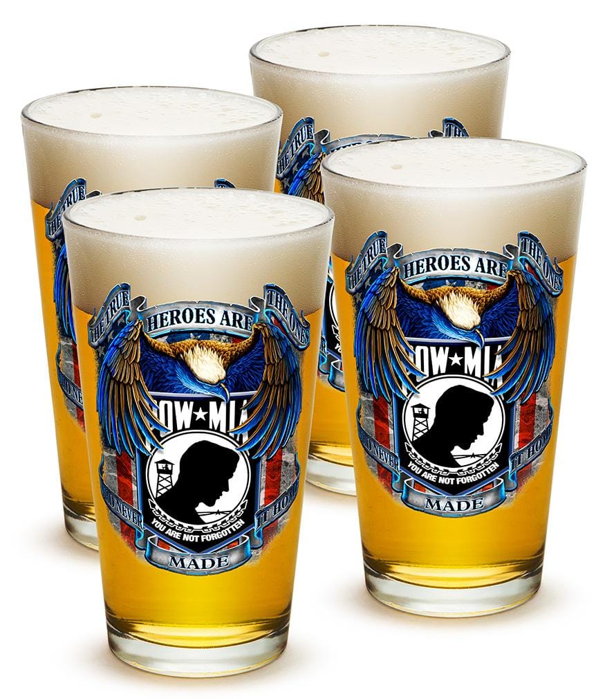 POW MIA True Heroes 16oz Pint Glass Glass Set