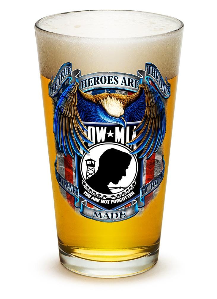 POW MIA True Heroes 16oz Pint Glass Glass Set
