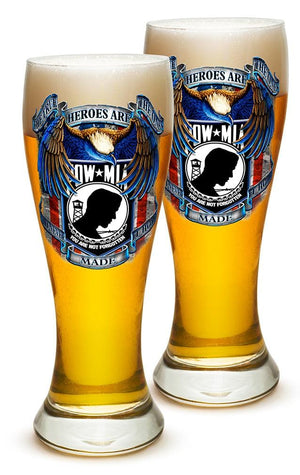 More Picture, POW MIA True Heroes 23oz Pilsner Glass Glass Set