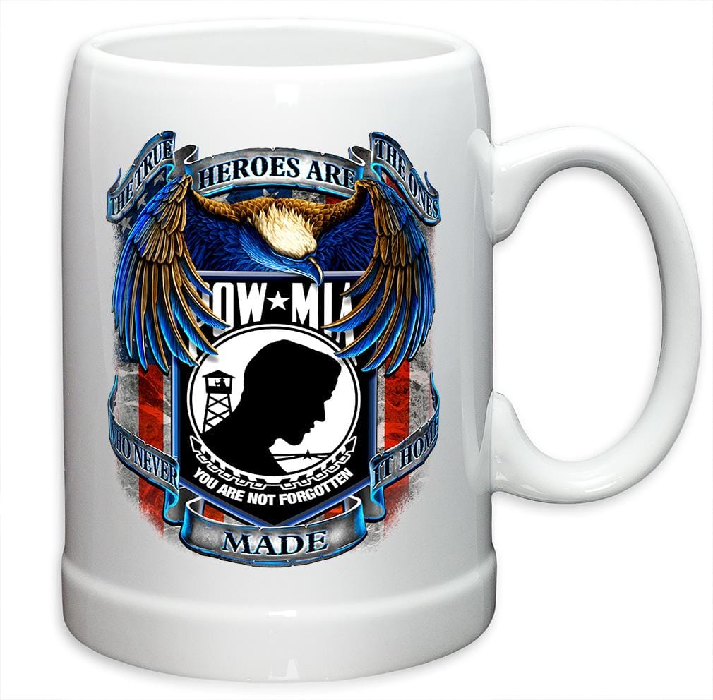 Patriotic Military POW MIA True Heroes Stoneware White Coffee Mug Gift Set