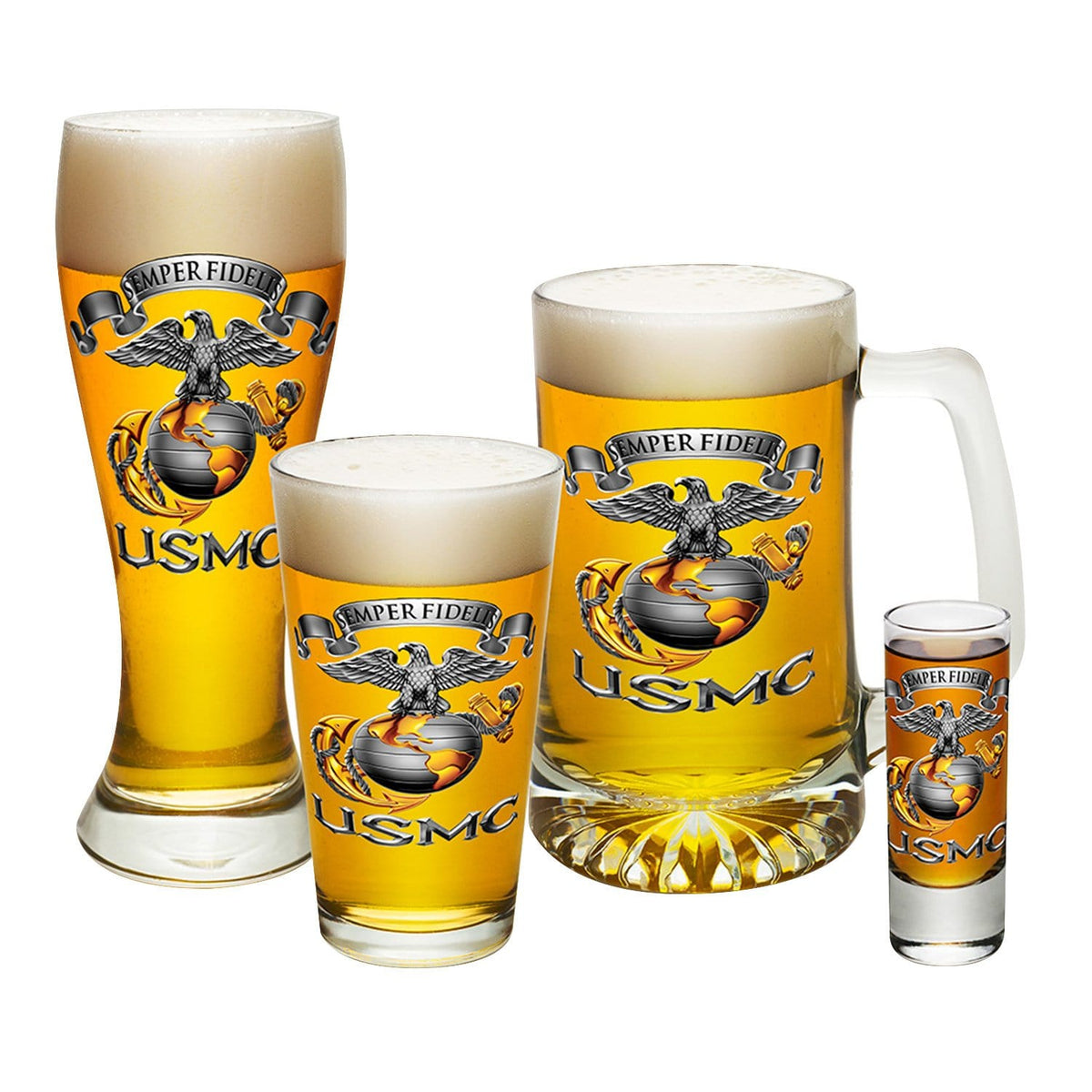 USMC-Semper Fidelis 4 PC. Glass Set