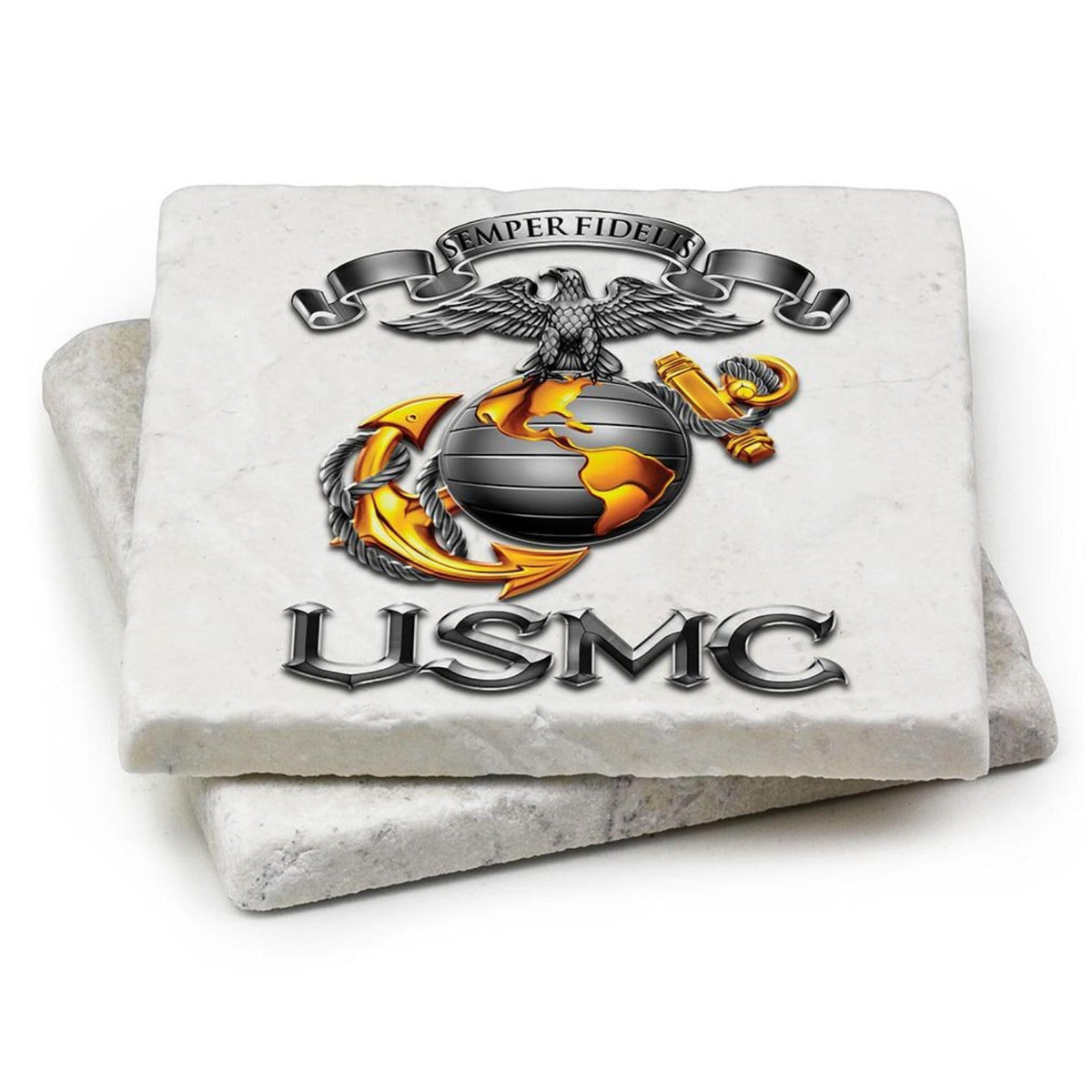 USMC-Semper Fidelis Coaster Ivory