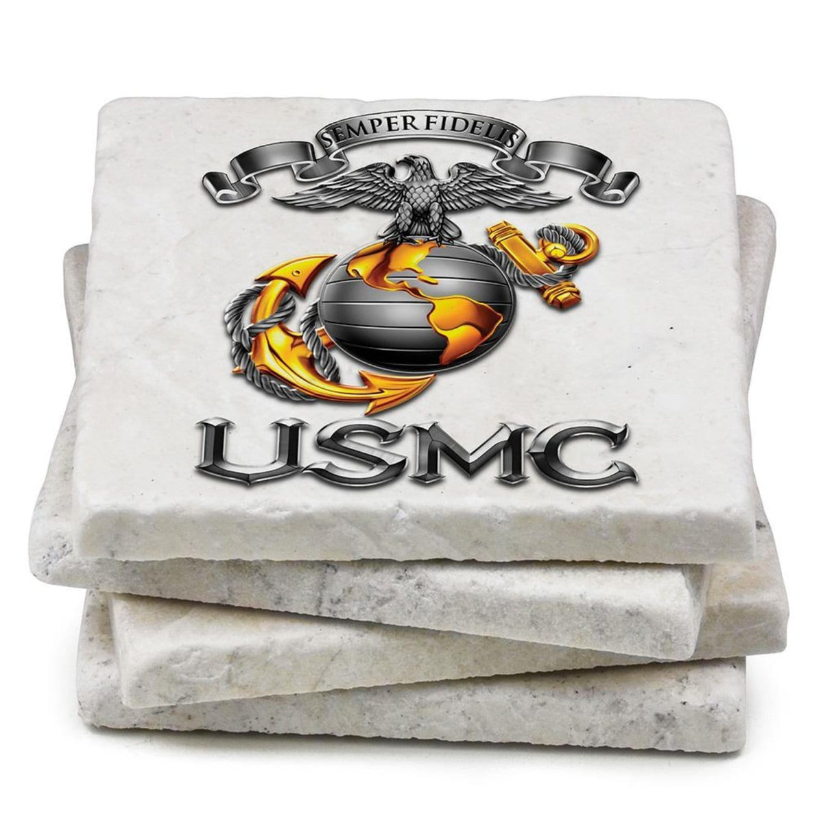 USMC-Semper Fidelis Coaster Ivory