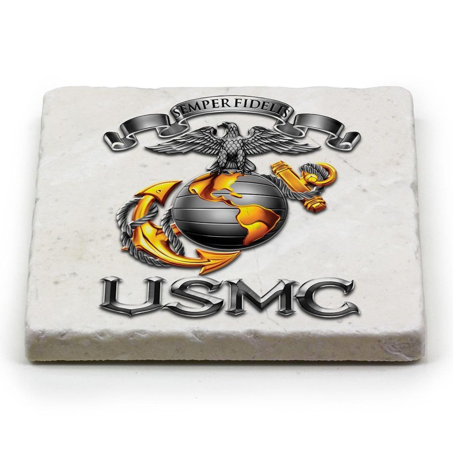 USMC-Semper Fidelis Coaster Ivory