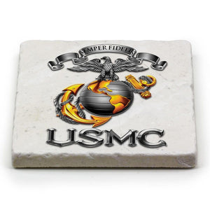More Picture, USMC-Semper Fidelis Coaster Ivory