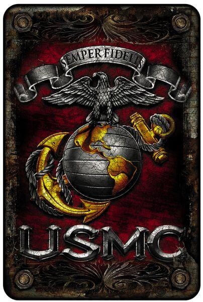 USMC Semper Fi Marine Corps Aluminium Sign Decor