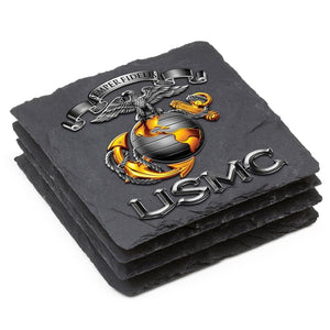 More Picture, USMC-Semper Fidelis Coaster Black