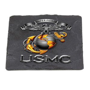 More Picture, USMC-Semper Fidelis Coaster Black