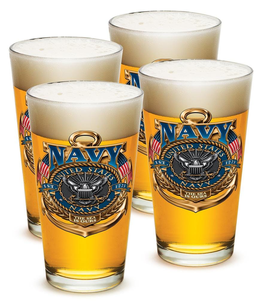 US Navy the sea is ours 16oz Pint Glass Glass Set